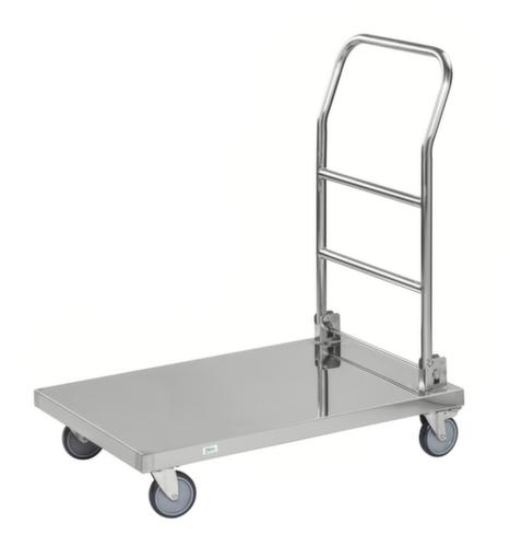 Kongamek Edelstahl-Schiebebügelwagen, Traglast 100 kg, Ladefläche 820 x 520 mm