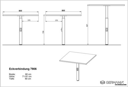 Eckiges Verkettungselement GW-MAILAND 7906 mit Stützfuß, Breite x Tiefe 800 x 800 mm, Platte weiß