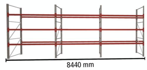 META Palettenregal MULTIPAL HxB 3300x8440 mm mit 4 Lagerebenen für insgesamt 36 Paletten