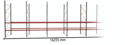 META Palettenregal MULTIPAL HxB 4900x16255 mm mit 3 Lagerebenen für insgesamt 42 Paletten