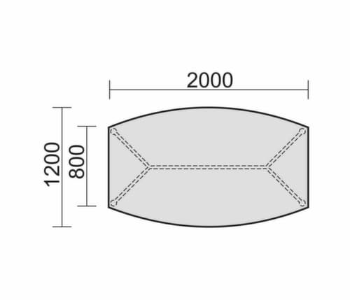 Gera Konferenztisch Basis, Breite x Tiefe 2000 x 800 mm, Platte lichtgrau