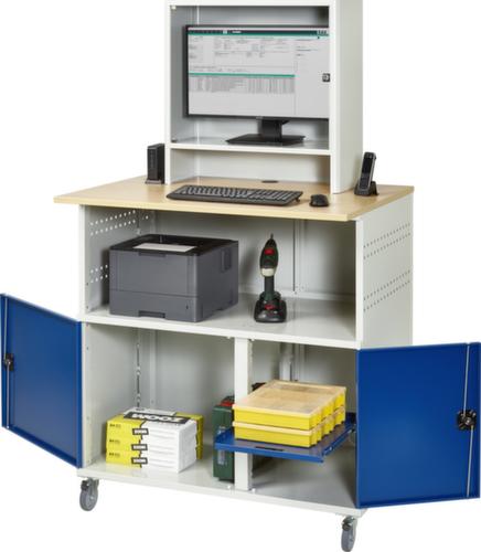 RAU Mobiler PC-Schrank 1023, RAL7035 Lichtgrau/RAL5010 Enzianblau